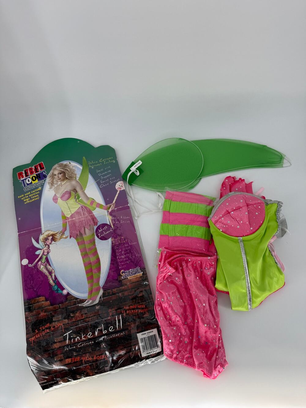 Rebel Toons Tinkerbell Costume Adult Small 6-8 California Costumes Wings NWT